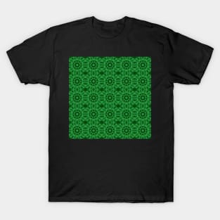 Green Clover Kaleidoscope pattern 9 T-Shirt